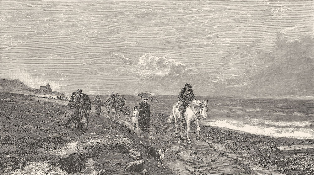 SCOTLAND. Sunday on the Northern coast. going home c1886 old antique print